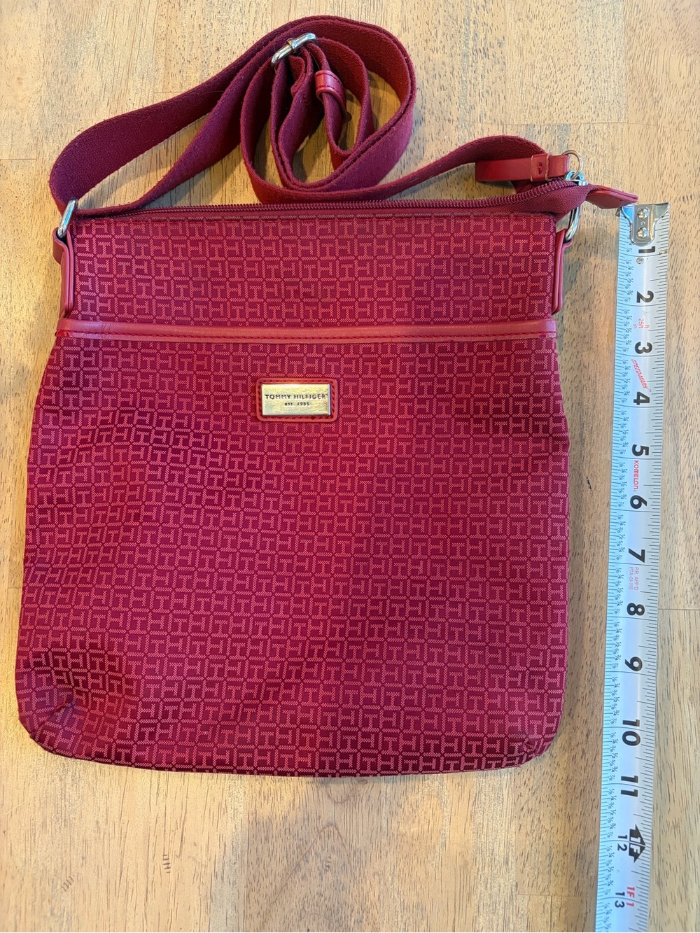 Tommy Hilfiger Wine-Red Signature Crossbody Bag